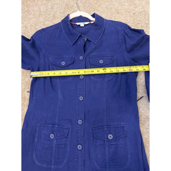 Boden Women's Linen Button Down Long Collared Shirt Dress w/ Front Pockets Size - Picture 10 of 11